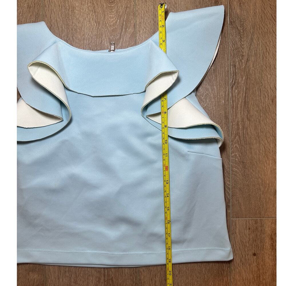 ASOS Blue Ruffle Crop Top Coastal Summer Size 8 - Picture 7 of 9